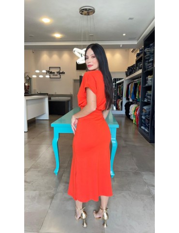 Conjunto Lorena Cropped/Saia Midi Coral