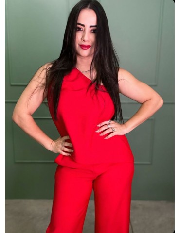 Conjunto Fran Blusa/Calça Vermelho