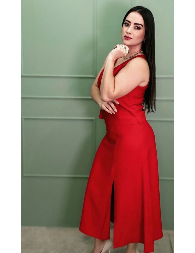 Conjunto Talia Blusa/Saia Midi Vermelho